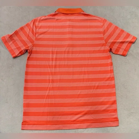 Nike Golf Tour Performance Polo Shirt Men’s Medium Orange Striped Dri-Fit Golf - Picture 7 of 7